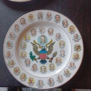 Collectible Presidential Eagle Decorative Plate - White with Multicolor Accents